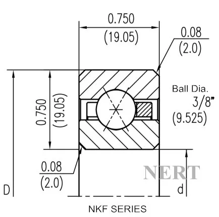 NKF-X(Φ19.05)等截面薄壁四點接觸球軸承剖面圖